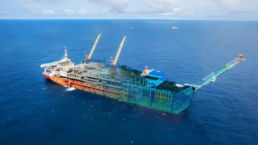 Floating offshore platform representing data-driven monitoring and asset integrity systems